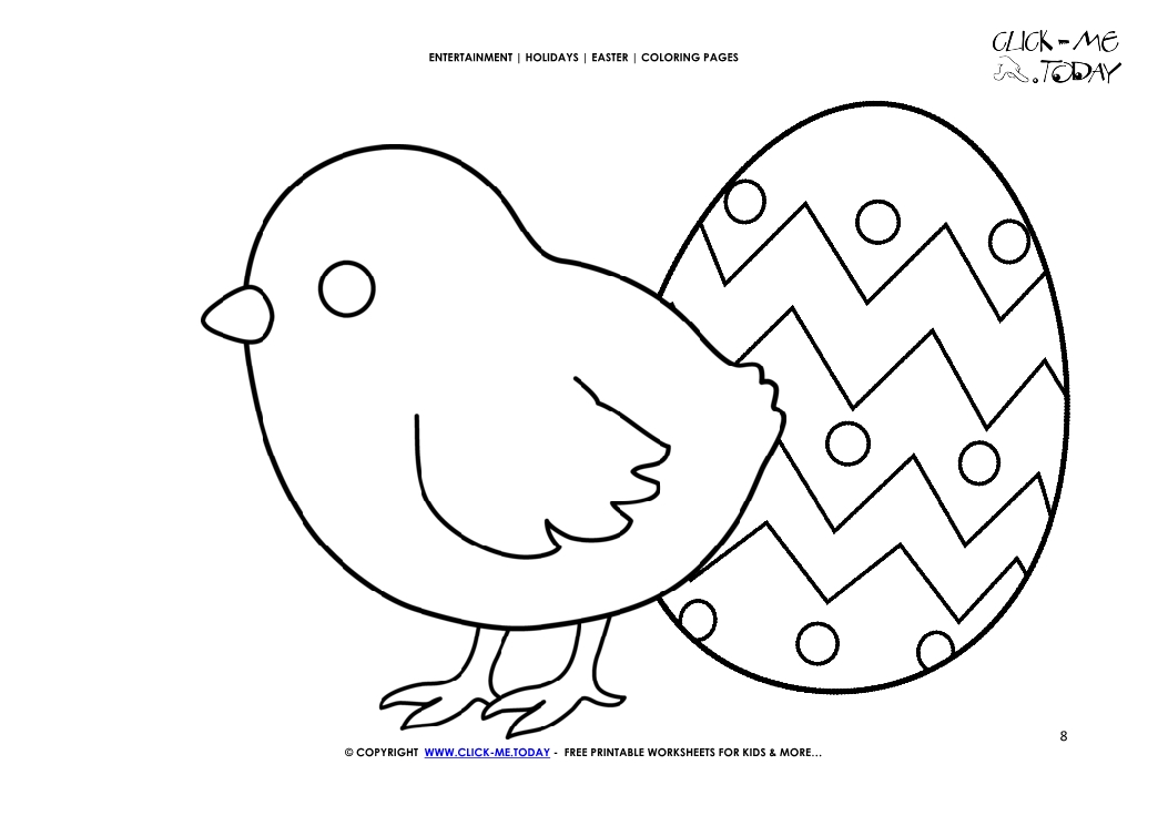 Easter Coloring Page: 8 Easter Chick with Egg